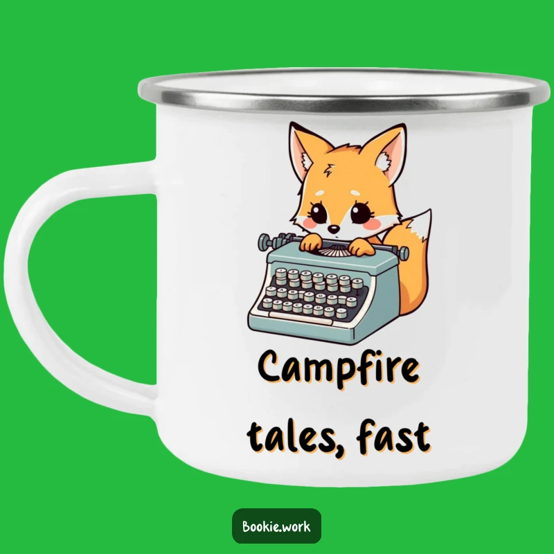 Funny Fox Typewriter Camping Mug: Writer's Outdoor Companion, Adventure Gift