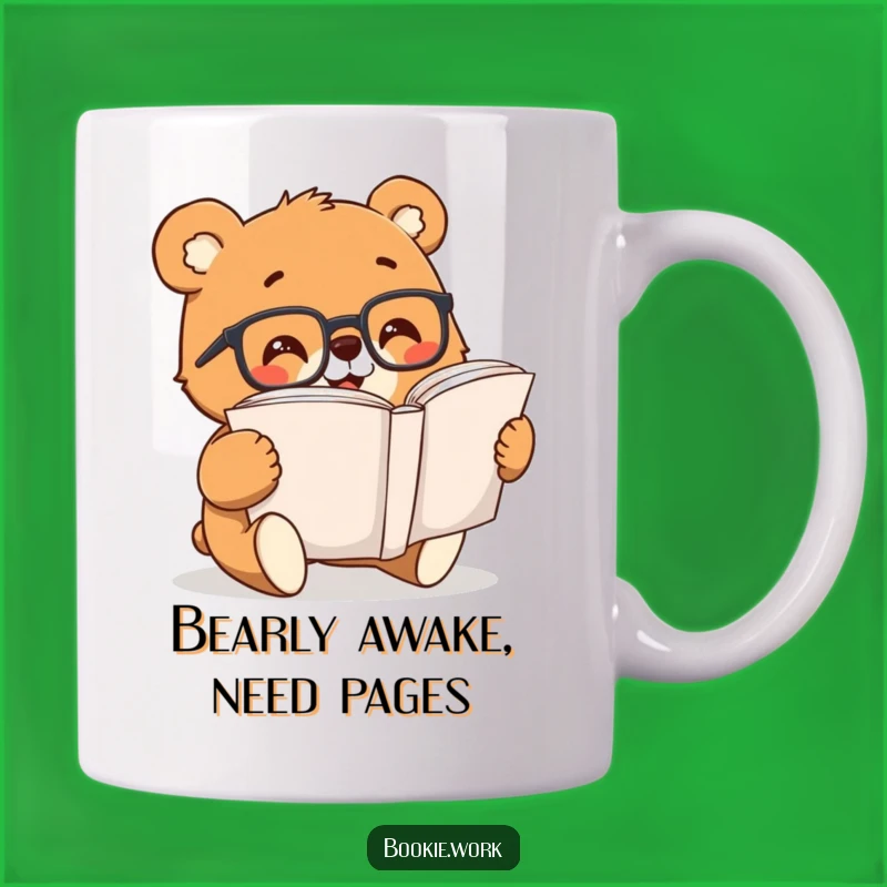 Funny Bear Reading Book Mug: Cheerful Character Gift for Avid Readers