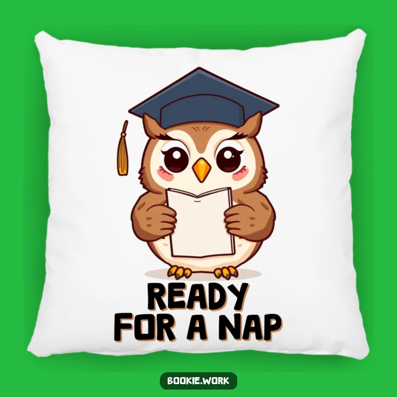 Funny Owl Graduate Pillow: Cozy Book Lover's Comfort, Perfect Gift
