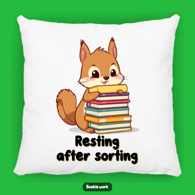Funny Squirrel Manuscript Pillow: Cozy Organizational Accent, Perfect Gift