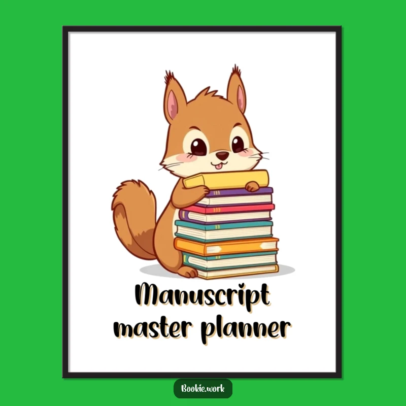 Funny Squirrel Manuscript Digital Art: Organized Printable, Instant Gift