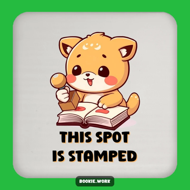 Funny Book Stamp Coaster: Protect Surfaces with Animal Publisher's Humor