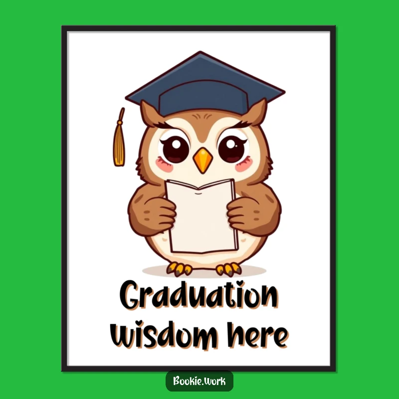 Funny Owl Graduate Poster: Literary Achievement Art, Great Gift Decor