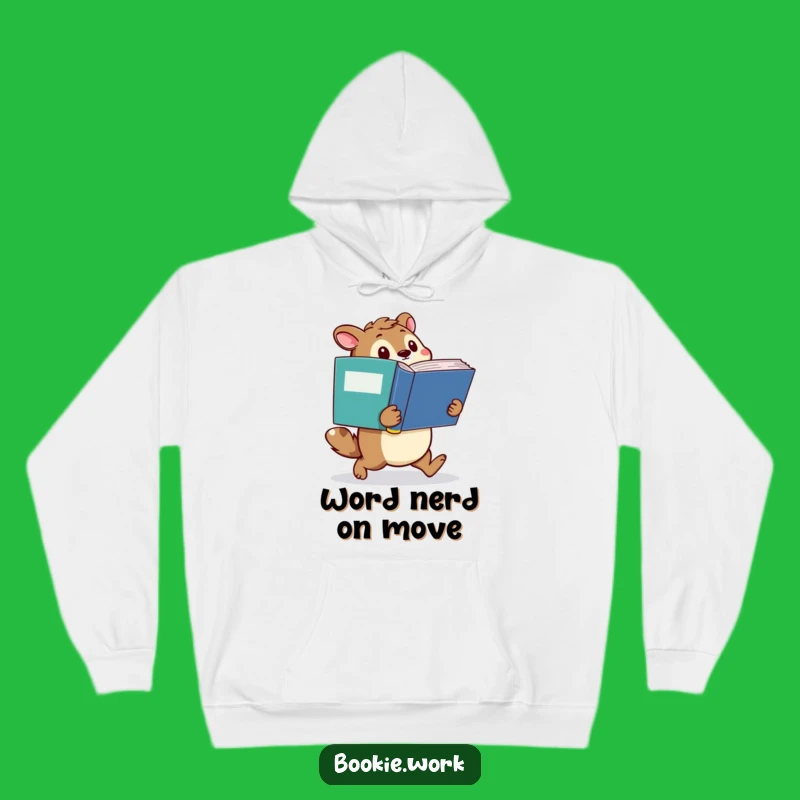 Cozy Funny Knowledge Hoodie: Determined Animal with Giant Dictionary