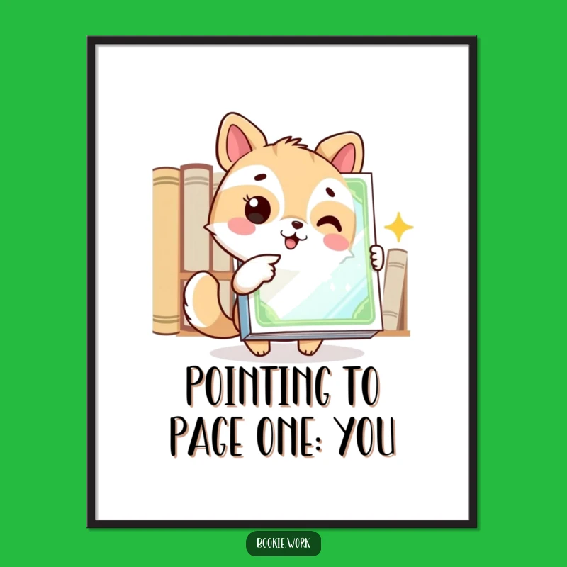 Free Printable Wall Art: Funny Animal Pointing at Book, Humorous Downloadable Decor