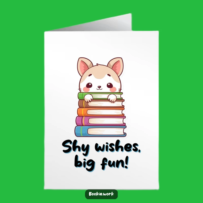 Free Printable Birthday Card: Shy Bookworm Animal Peeking Out - Funny Downloadable Gift