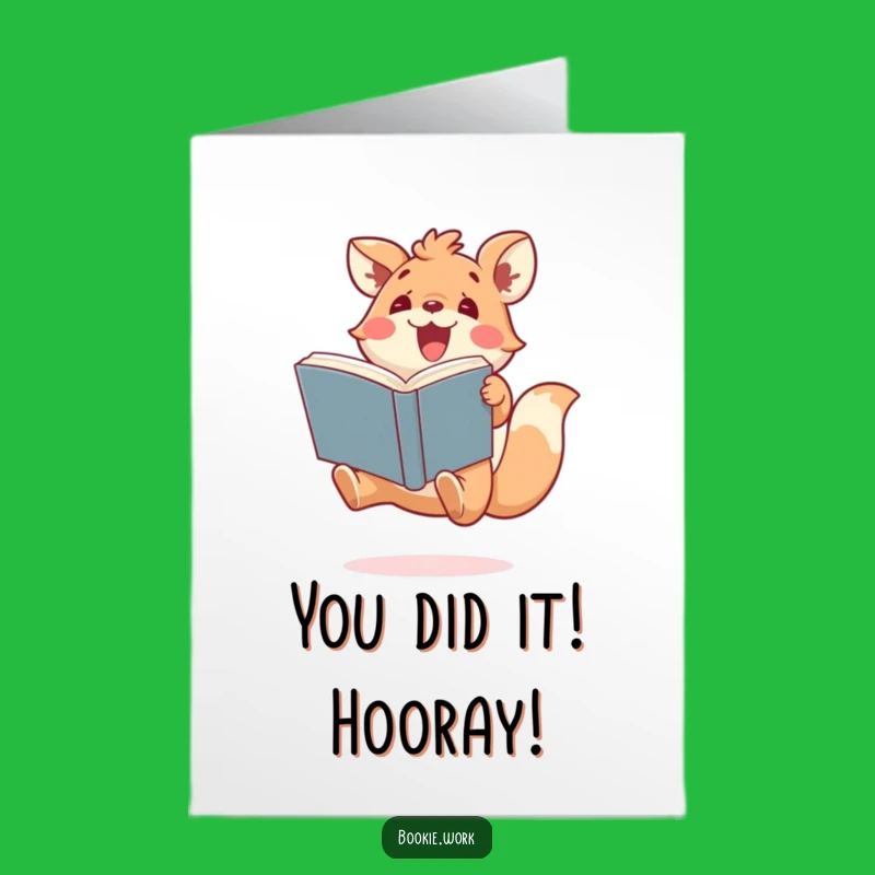 Free Printable Congrats Card: Excited Animal Bookworm Celebrates Success - Funny Downloadable Gift