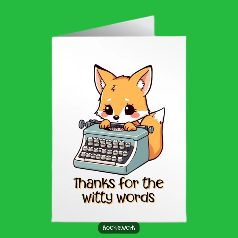 Free Printable Fox Writer Thank You Card: Funny Downloadable Gift of Gratitude
