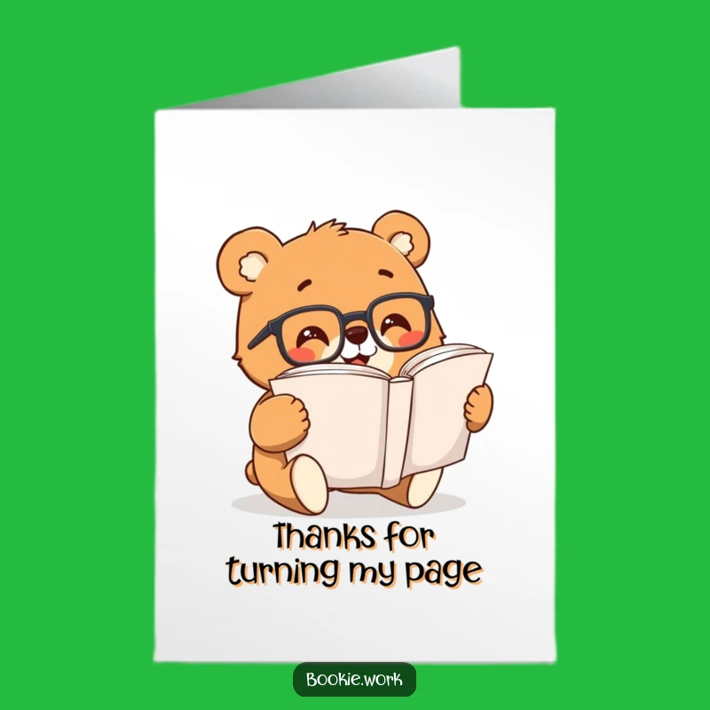 Free Printable Bear Reading Thank You Card: Funny Downloadable Appreciation Gift