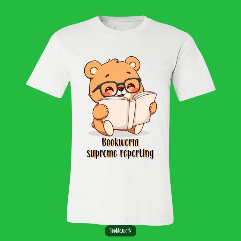 Funny Bear Reading T-Shirt: Cheerful Bookworm Graphic Tee, Great Gift
