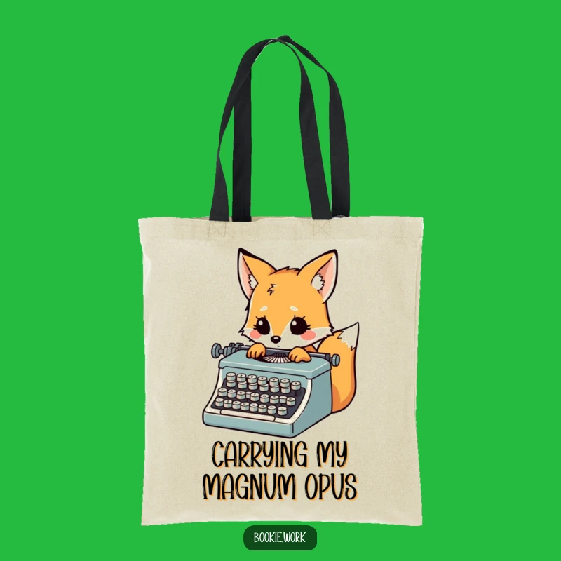Funny Fox Writer Tote Bag: Inspired Typewriter Carry-All, Ideal Gift