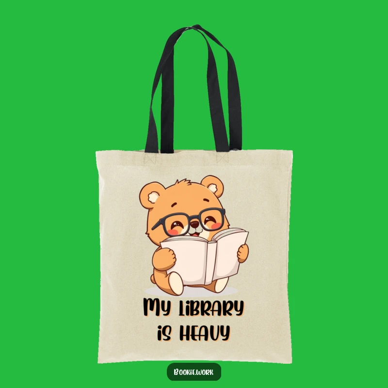 Funny Bear Reading Tote Bag: Cheerful Book Lover Carry-All, Ideal Gift